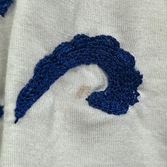 Boston Proper Off The Shoulder White Blue Embroidered Blouse Short Sleeve Small - Picture 4 of 9